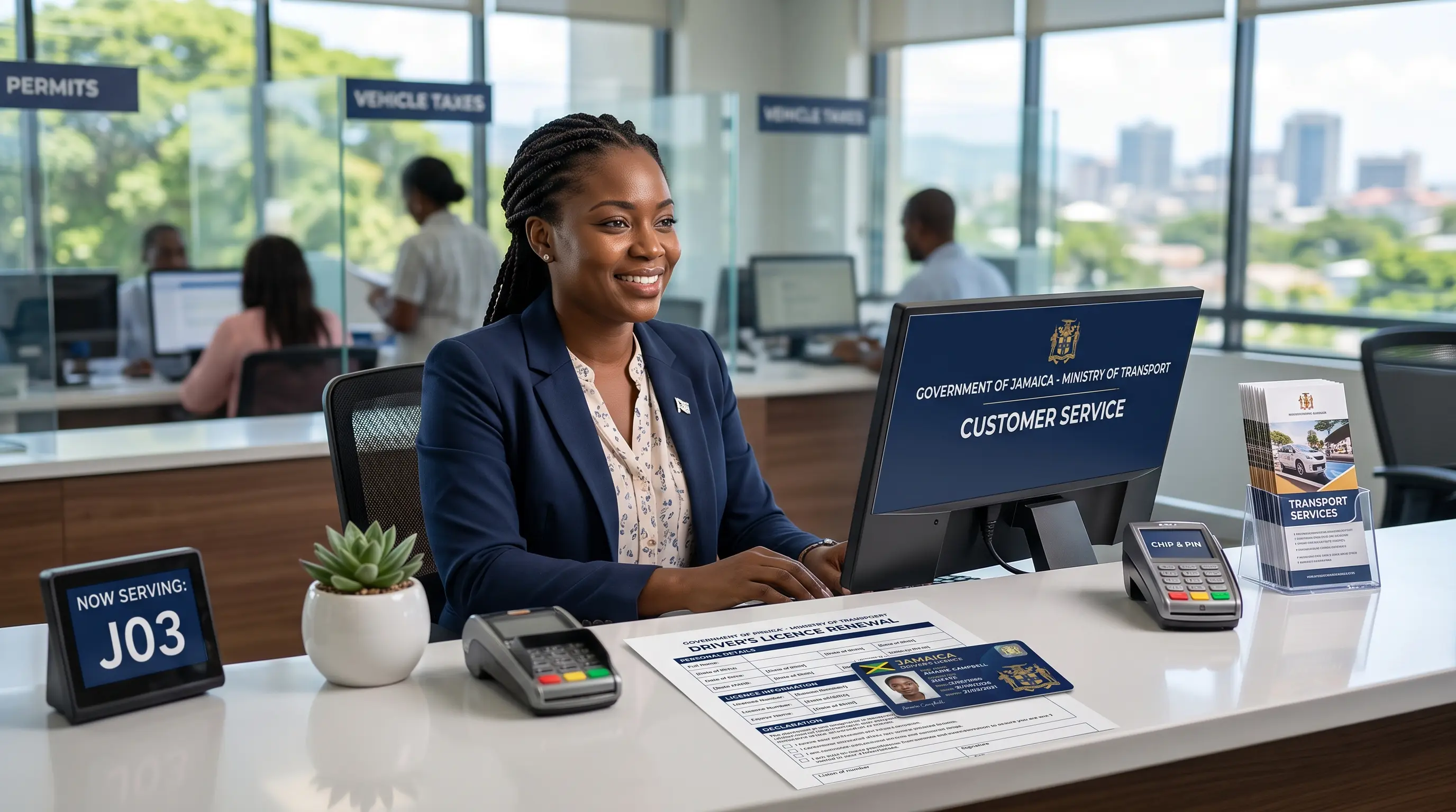 Customer service counter at a tax office